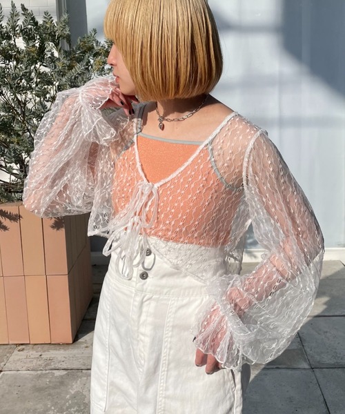 CIAOPANIC（チャオパニック）の「チュールリボン2WAYボレロカーデ（シャツ/ブラウス・レディース・ブラック/ベージュ/ホワイト・FREE）」の17枚目の写真