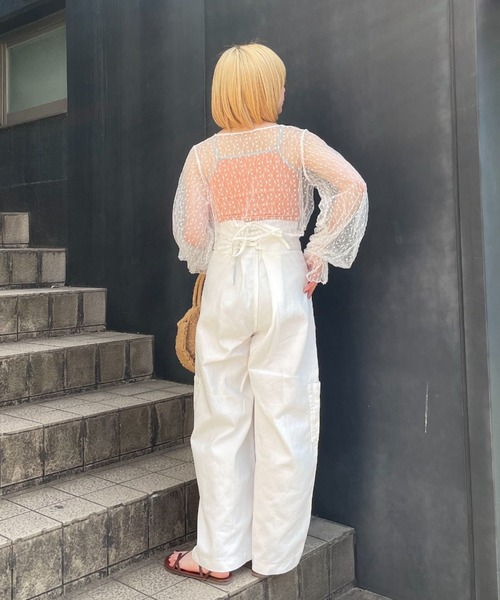 CIAOPANIC（チャオパニック）の「チュールリボン2WAYボレロカーデ（シャツ/ブラウス・レディース・ブラック/ベージュ/ホワイト・FREE）」の9枚目の写真