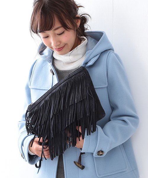 Ray BEAMS（レイビームス）の「Ray BEAMS / フリンジ クラッチバッグ（クラッチバッグ・レディース・ブラウン/ネイビー・ONE SIZE）」の2枚目の写真