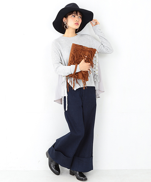 Ray BEAMS（レイビームス）の「Ray BEAMS / フリンジ クラッチバッグ（クラッチバッグ・レディース・ブラウン/ネイビー・ONE SIZE）」の10枚目の写真