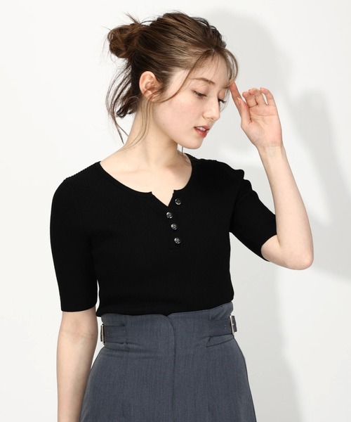 MISCH MASCH（ミッシュマッシュ）の「麻タッチヘンリーネック半袖
