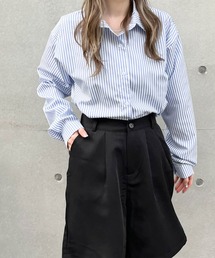 SallyLunn | ショート丈ストライプ長袖シャツ(シャツ/ブラウス)