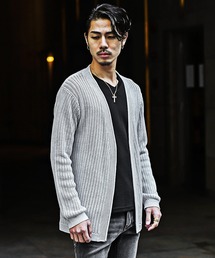 SOMEDIFF | 【SOMEDIFF】12G透かし編み杢ノーカラーカーデ メンズ 通気性 軽やか 品格 清潔感(カーディガン/ボレロ)