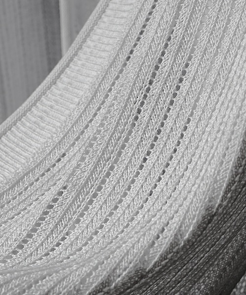 SOMEDIFF（サムディフ）の「【SOMEDIFF】12G透かし編み杢ノーカラーカーデ メンズ 通気性 軽やか 品格 清潔感（カーディガン/ボレロ・メンズ・ホワイト系その他/ブラック系その他・M/L/XL）」の7枚目の写真