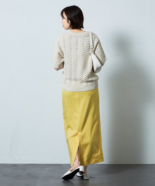 PUBLUX(パブリュクス)の「【PUBLUX/パブリュクス】ウエストゴムタイトスカート(スカート・レディース・ベージュ/クリアイエロー/ブラック・マルチサイズ)」の6枚目の写真