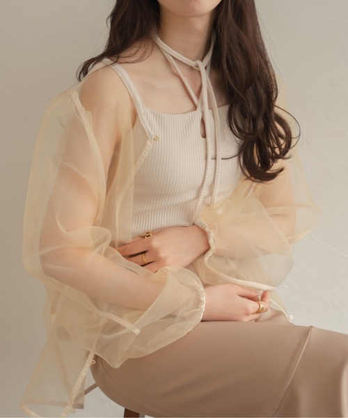 Ambre Neige（アンブルネージュ）の「ホルターネックカップ付きキャミソール／【WEB/EC限定商品】（タンクトップ・レディース・アイボリー/ダークブラウン・FREE）」の5枚目の写真