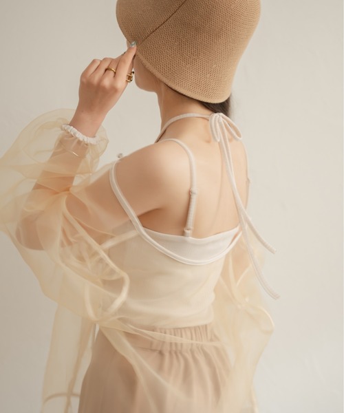 Ambre Neige（アンブルネージュ）の「ホルターネックカップ付きキャミソール／【WEB/EC限定商品】（タンクトップ・レディース・アイボリー/ダークブラウン・FREE）」の10枚目の写真