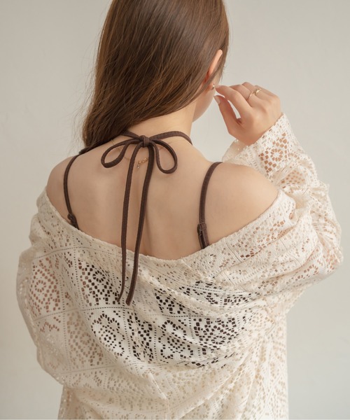 Ambre Neige（アンブルネージュ）の「ホルターネックカップ付きキャミソール／【WEB/EC限定商品】（タンクトップ・レディース・アイボリー/ダークブラウン・FREE）」の4枚目の写真