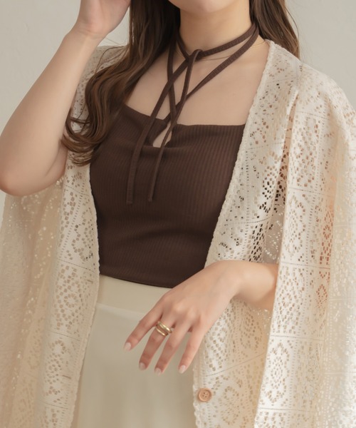 Ambre Neige（アンブルネージュ）の「ホルターネックカップ付きキャミソール／【WEB/EC限定商品】（タンクトップ・レディース・アイボリー/ダークブラウン・FREE）」の11枚目の写真