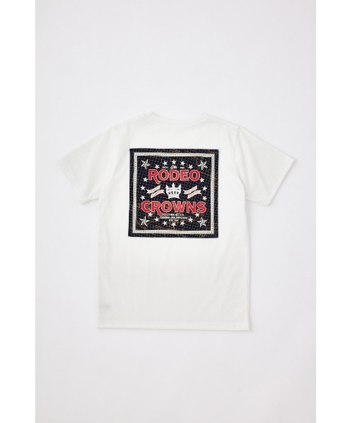 RODEO CROWNS WIDE BOWL（ロデオクラウンズワイドボウル）の「キッズ レトロバンダナパッチTシャツ（Tシャツ/カットソー・キッズ・ライトブルー/チャコールグレー/オフホワイト・1/2）」の2枚目の写真