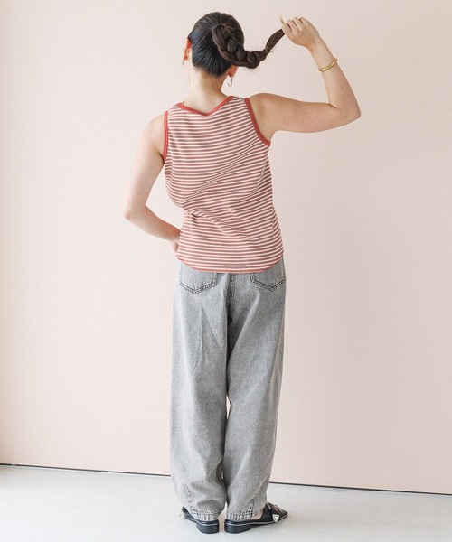 BAYFLOW(ベイフロー)の「【YOUareYOU】【スタッフ企画】ボーダーノースリーブ(Tシャツ/カットソー・レディース・ブラック/オレンジ/ミント・X-SMALL/SMALL)」の7枚目の写真