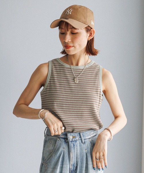 BAYFLOW(ベイフロー)の「【YOUareYOU】【スタッフ企画】ボーダーノースリーブ(Tシャツ/カットソー・レディース・ブラック/オレンジ/ミント・X-SMALL/SMALL)」の8枚目の写真
