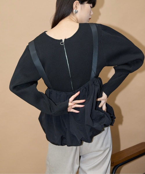 AD2019 archive ポリ縮サスペンダー 黒 縮絨 ベスト プルオーバーベスト | JXTION Online Store