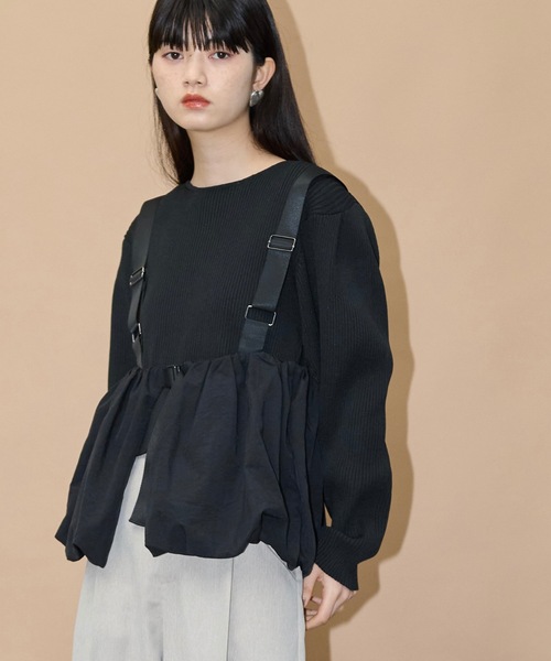 THE YOn（ザヨン）の「ナイロンバルーンサスペンダートップス（ベスト・レディース・ブラック/カーキ・FREE）」の3枚目の写真