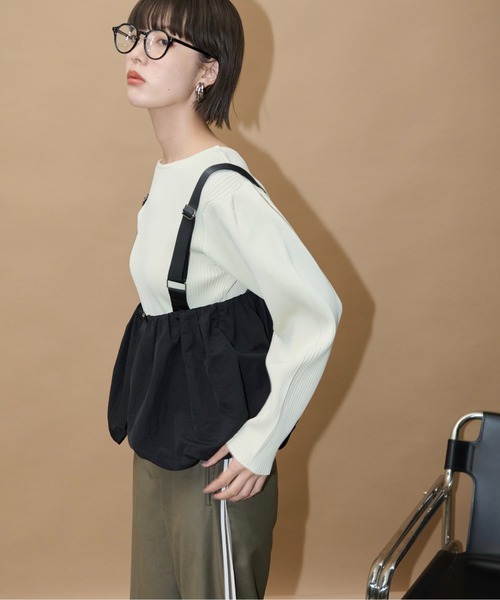 AD2019 archive ポリ縮サスペンダー 黒 縮絨 ベスト プルオーバーベスト | JXTION Online Store