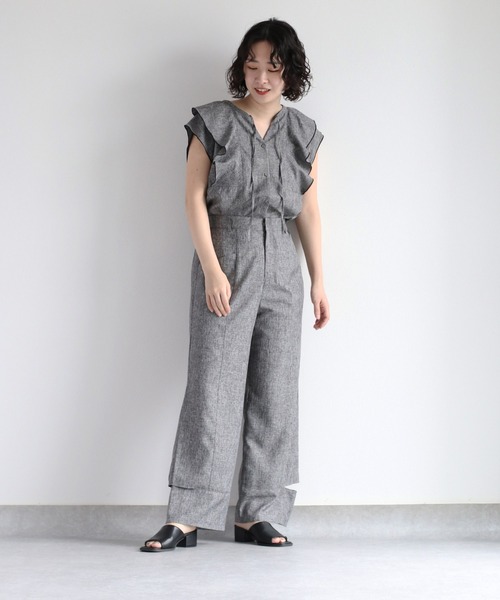 cepo（セポ）の「メランジフリルブラウス　セットアップ可能（シャツ/ブラウス・レディース・ブラウン/グレー・M）」の7枚目の写真