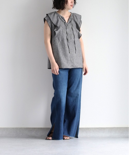 cepo（セポ）の「メランジフリルブラウス　セットアップ可能（シャツ/ブラウス・レディース・ブラウン/グレー・M）」の11枚目の写真