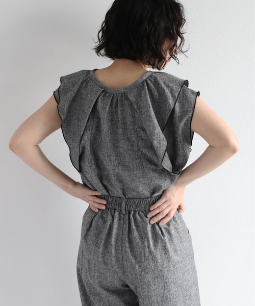 cepo（セポ）の「メランジフリルブラウス　セットアップ可能（シャツ/ブラウス・レディース・ブラウン/グレー・M）」の6枚目の写真