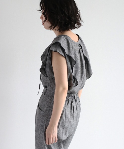 cepo（セポ）の「メランジフリルブラウス　セットアップ可能（シャツ/ブラウス・レディース・ブラウン/グレー・M）」の4枚目の写真