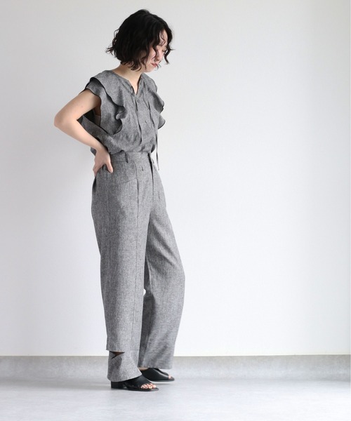 cepo（セポ）の「メランジフリルブラウス　セットアップ可能（シャツ/ブラウス・レディース・ブラウン/グレー・M）」の9枚目の写真