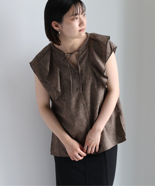 cepo（セポ）の「メランジフリルブラウス　セットアップ可能（シャツ/ブラウス・レディース・ブラウン/グレー・M）」の14枚目の写真