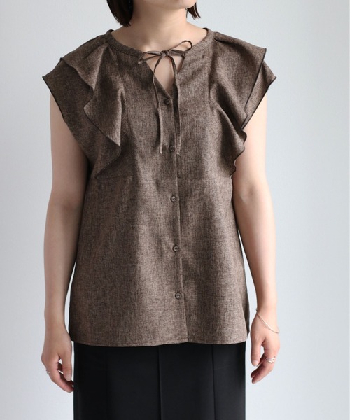 cepo（セポ）の「メランジフリルブラウス　セットアップ可能（シャツ/ブラウス・レディース・ブラウン/グレー・M）」の21枚目の写真