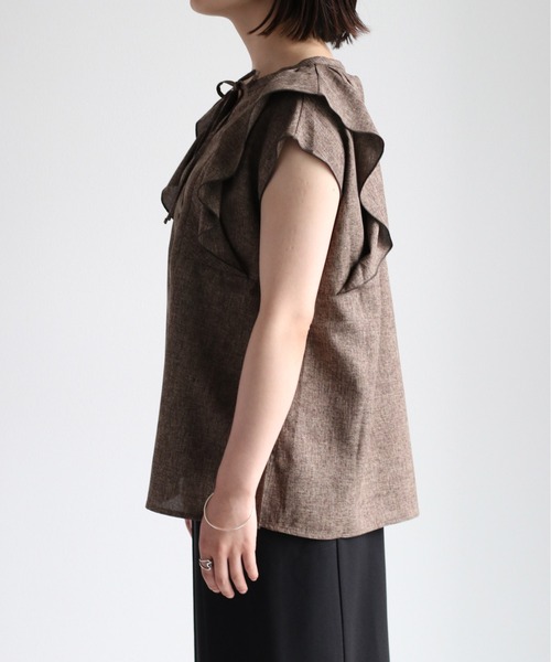 cepo（セポ）の「メランジフリルブラウス　セットアップ可能（シャツ/ブラウス・レディース・ブラウン/グレー・M）」の22枚目の写真