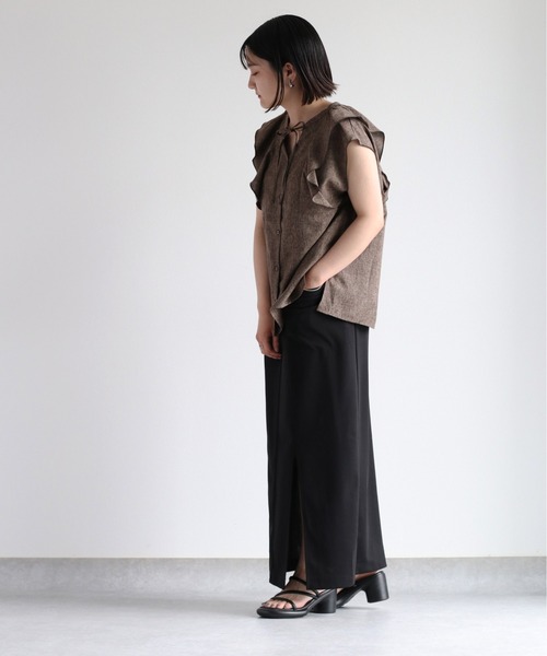 cepo（セポ）の「メランジフリルブラウス　セットアップ可能（シャツ/ブラウス・レディース・ブラウン/グレー・M）」の18枚目の写真