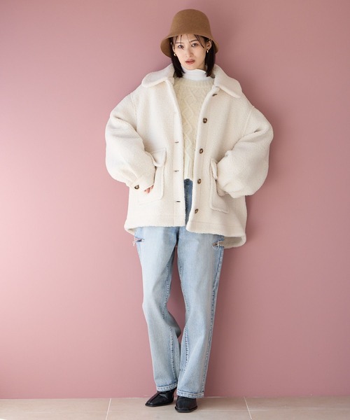 LOWRYS FARM（ローリーズファーム）の「ケーブルフリルニットロングスリーブ　966681（ニット/セーター・レディース・チャコールグレー/パープル/アイボリー・FREE）」の21枚目の写真