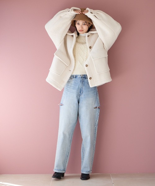 LOWRYS FARM（ローリーズファーム）の「ケーブルフリルニットロングスリーブ　966681（ニット/セーター・レディース・チャコールグレー/パープル/アイボリー・FREE）」の22枚目の写真