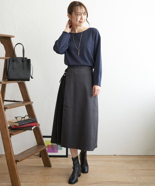 IKKA LOUNGE(イッカラウンジ)の「サイドプリーツスカート(スカート・レディース・ブラウン/ダークグレー・S/M/L)」の3枚目の写真