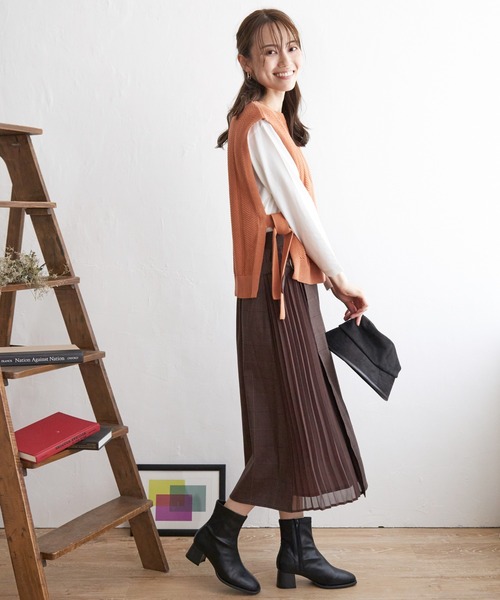 IKKA LOUNGE(イッカラウンジ)の「サイドプリーツスカート(スカート・レディース・ブラウン/ダークグレー・S/M/L)」の6枚目の写真