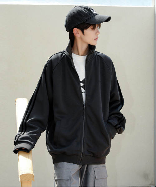 BEVERLY HILLS POLO CLUB（ビバリーヒルズポロクラブ）の「【neos】BEVERLY HILLS POLO CLUB ビバリーヒルズ ポロクラブ ルーズシルエット ライン ジャージ トラックジャケット（ジャージ・メンズ・アイボリー/オレンジ/スミクロ/グレイッシュブルー/ネイビー/グレー/ホワイト系その他/ブラウン/ワインレッド/ブラック系その他・LARGE/MEDIUM/X-LARGE）」の3枚目の写真