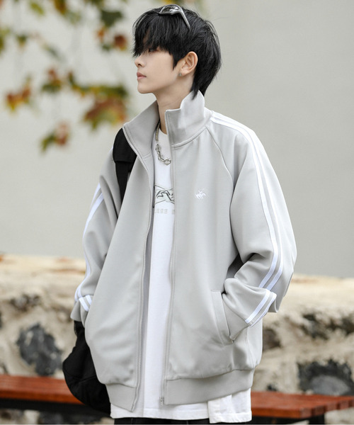 BEVERLY HILLS POLO CLUB（ビバリーヒルズポロクラブ）の「【neos】BEVERLY HILLS POLO CLUB ビバリーヒルズ ポロクラブ ルーズシルエット ライン ジャージ トラックジャケット（ジャージ・メンズ・アイボリー/オレンジ/スミクロ/グレイッシュブルー/ネイビー/グレー/ホワイト系その他/ブラウン/ワインレッド/ブラック系その他・LARGE/MEDIUM/X-LARGE）」の5枚目の写真