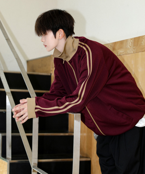 BEVERLY HILLS POLO CLUB（ビバリーヒルズポロクラブ）の「【neos】BEVERLY HILLS POLO CLUB ビバリーヒルズ ポロクラブ ルーズシルエット ライン ジャージ トラックジャケット（ジャージ・メンズ・アイボリー/オレンジ/スミクロ/グレイッシュブルー/ネイビー/グレー/ホワイト系その他/ブラウン/ワインレッド/ブラック系その他・LARGE/MEDIUM/X-LARGE）」の14枚目の写真