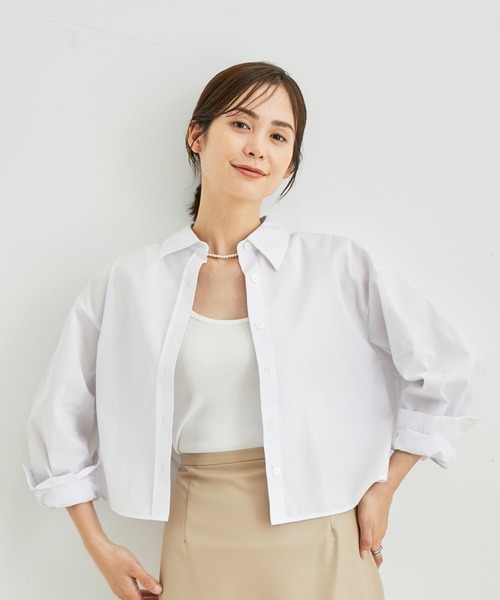 le cercle ADAM ET ROPE'(ルセルクルアダムエロペ)の「TCブロードクロップドレギュラーシャツ(シャツ/ブラウス・レディース・ホワイト/ピンク/ブラック/サックスブルー・FREE)」の2枚目の写真