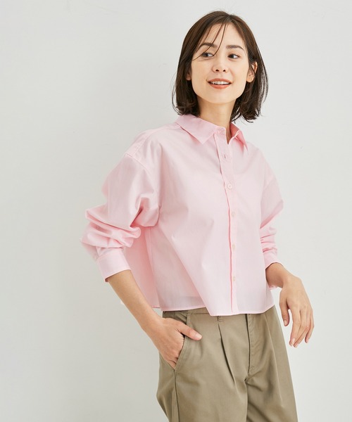 le cercle ADAM ET ROPE'(ルセルクルアダムエロペ)の「TCブロードクロップドレギュラーシャツ(シャツ/ブラウス・レディース・ホワイト/ピンク/ブラック/サックスブルー・FREE)」の1枚目の写真