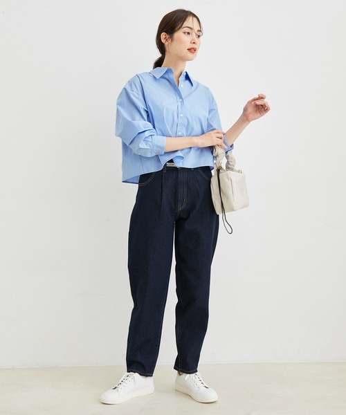 le cercle ADAM ET ROPE'(ルセルクルアダムエロペ)の「TCブロードクロップドレギュラーシャツ(シャツ/ブラウス・レディース・ホワイト/ピンク/ブラック/サックスブルー・FREE)」の5枚目の写真