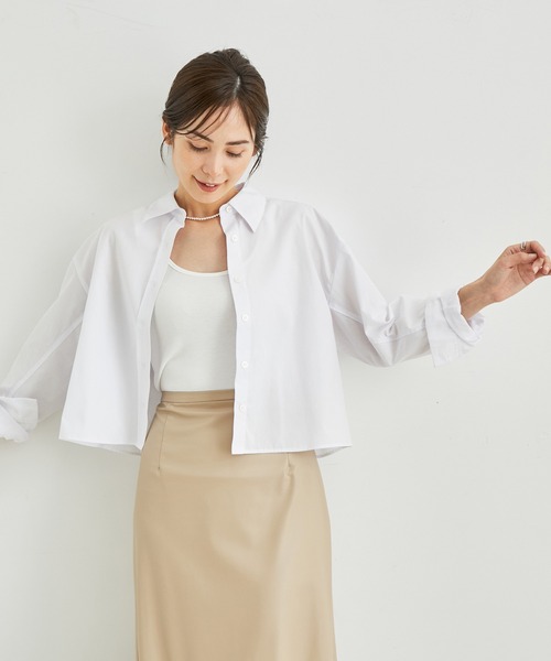 le cercle ADAM ET ROPE'(ルセルクルアダムエロペ)の「TCブロードクロップドレギュラーシャツ(シャツ/ブラウス・レディース・ホワイト/ピンク/ブラック/サックスブルー・FREE)」の7枚目の写真
