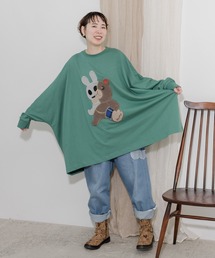 ScoLar Parity（スカラーパリティ）の「333004：クマとウサギの合体 異素材アップリケチュニック（Tシャツ/カットソー・メンズ）」