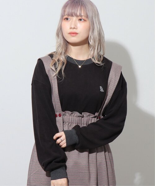 DOUBLE NAME（ダブルネーム）の「ミニ恐竜ワッペンベロアプルオーバー/ユニセックス可（スウェット・レディース・ブラック/パープル/キナリ/グレイッシュベージュ・FREE）」の11枚目の写真