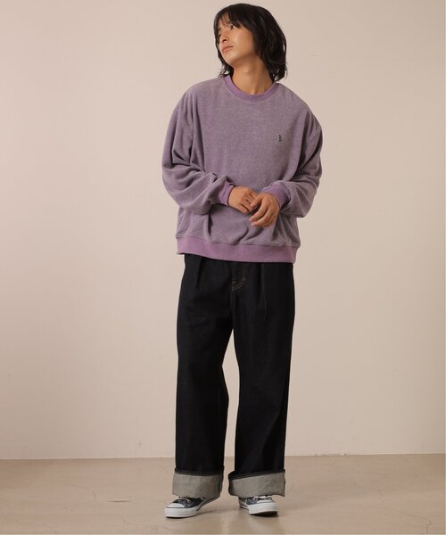 DOUBLE NAME（ダブルネーム）の「ミニ恐竜ワッペンベロアプルオーバー/ユニセックス可（スウェット・レディース・ブラック/パープル/キナリ/グレイッシュベージュ・FREE）」の15枚目の写真