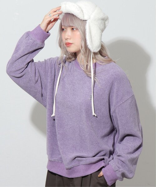 DOUBLE NAME（ダブルネーム）の「ミニ恐竜ワッペンベロアプルオーバー/ユニセックス可（スウェット・レディース・ブラック/パープル/キナリ/グレイッシュベージュ・FREE）」の17枚目の写真