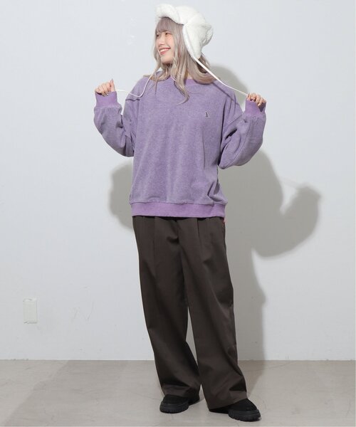 DOUBLE NAME（ダブルネーム）の「ミニ恐竜ワッペンベロアプルオーバー/ユニセックス可（スウェット・レディース・ブラック/パープル/キナリ/グレイッシュベージュ・FREE）」の18枚目の写真