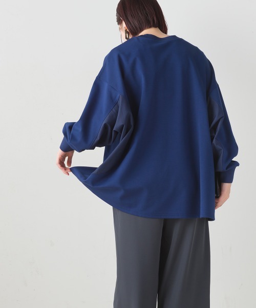 FURRY(ファーリー)の「ポンチローマスリーブ切替プルオーバー(Tシャツ/カットソー・レディース・ブラック/グレイッシュベージュ/ブルー・FREE)」の16枚目の写真