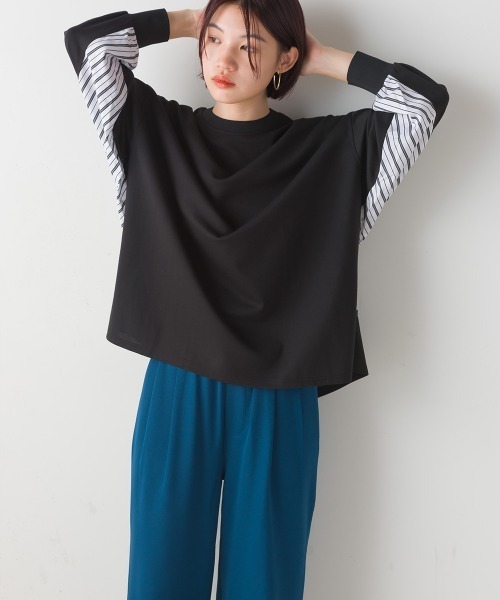 FURRY(ファーリー)の「ポンチローマスリーブ切替プルオーバー(Tシャツ/カットソー・レディース・ブラック/グレイッシュベージュ/ブルー・FREE)」の19枚目の写真