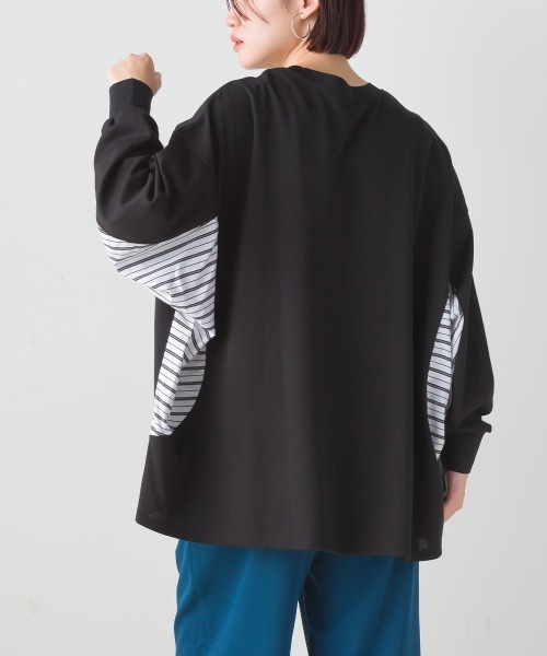 FURRY(ファーリー)の「ポンチローマスリーブ切替プルオーバー(Tシャツ/カットソー・レディース・ブラック/グレイッシュベージュ/ブルー・FREE)」の21枚目の写真