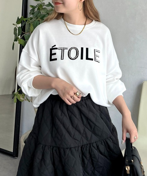 prose verse（プロズヴェール）の「パール付きフロッキーロゴ裏毛スウェット（スウェット・レディース・グレー/ブラック/オフホワイト・MEDIUM）」の2枚目の写真