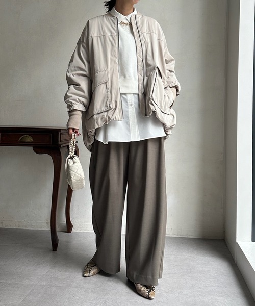 DouDou（ドゥドゥ）の「【WEB限定】 蓄熱中綿MA1（MA-1・レディース・ライトベージュ/カーキ/ブラック・FREE）」の5枚目の写真