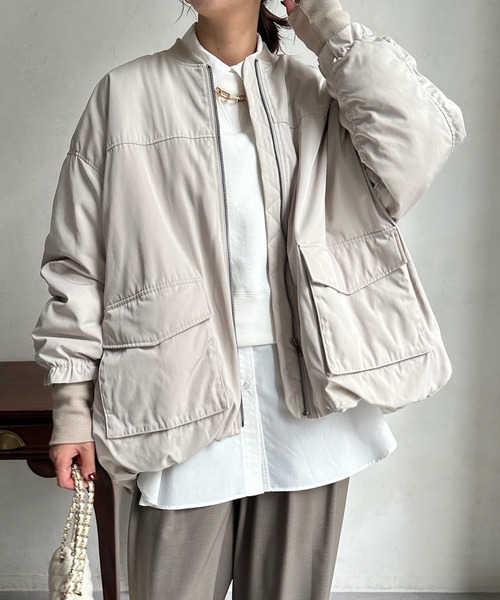 DouDou（ドゥドゥ）の「【WEB限定】 蓄熱中綿MA1（MA-1・レディース・ライトベージュ/カーキ/ブラック・FREE）」の7枚目の写真